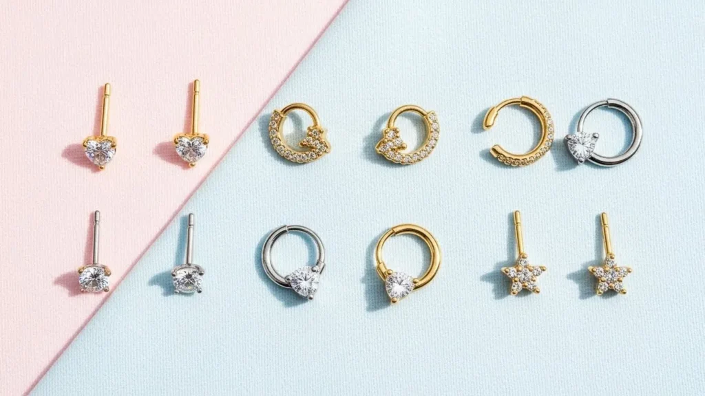 キュービックジルコニアやハートモチーフなどデザイン豊富なかわいい16Gボディピアスの集合写真